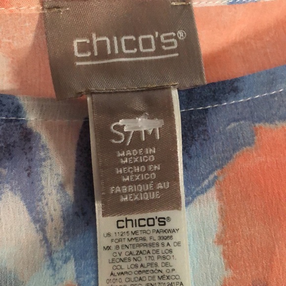 Chicos sheer asymmetric hem blouse over top Sz S/M - Picture 11 of 16